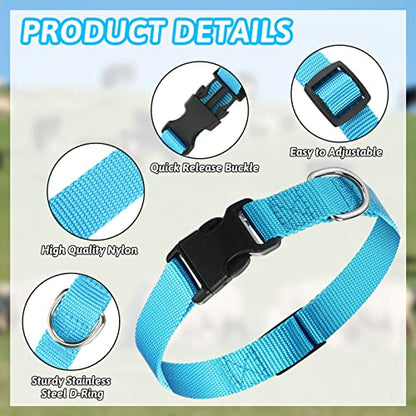 12 Sets Goat Collars with Bells Horse Sheep Grazing Cow Bells Adjustable Nylon Dog Bell Collar with Quick Release Buckle Anti Lost Pet with Copper Bell for Small Farm Animal Sheep Accessories