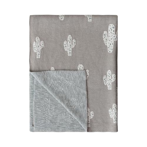 Creative Co-Op Cotton Knit Baby Blanket with Cactus Print, Multicolor - color: Cacti, size: 40" L x 32" W