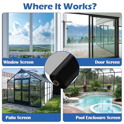 45"x98' Fiberglass Window Screen Replacement Mesh Roll Pet Proof