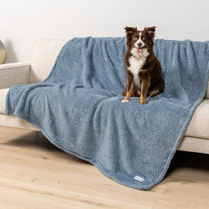 PetAmi Fluffy Sherpa Waterproof Dog Blanket for Large Pet Cat, 60x80, Blue - color: Dusty Blue, size: X-Large (60x80)