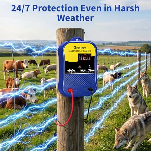 4.5 Miles Electric Fence Charger,3J Electric Fence Energizer for Livestock - size: 4.5 Miles