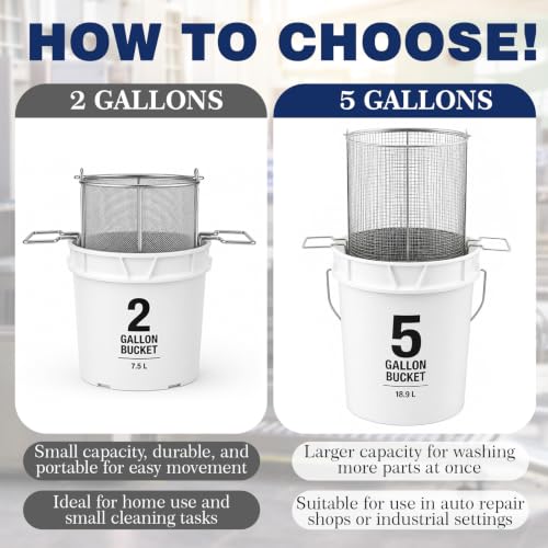 1 Pcs 1/32″ Mesh 2 Gallon Dip and Drain Stainless Steel Part Cleaning Strainer Basket for Buckets Swing Handle for Mechanics Auto Parts Washing Garage Shop Home Workshop, Bucket Not Included - size: 2 Gallon,1/32″