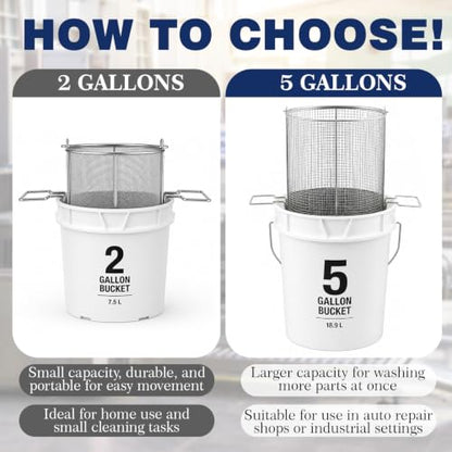 1 Pcs 1/32″ Mesh 2 Gallon Dip and Drain Stainless Steel Part Cleaning Strainer Basket for Buckets Swing Handle for Mechanics Auto Parts Washing Garage Shop Home Workshop, Bucket Not Included - size: 2 Gallon,1/32″