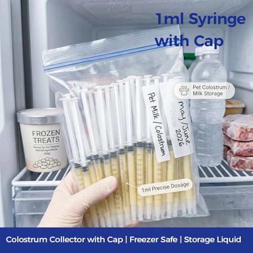 100 Pack 1ml Syringes with Cap, Oral Syringe No Needle for Colostrum & Pets