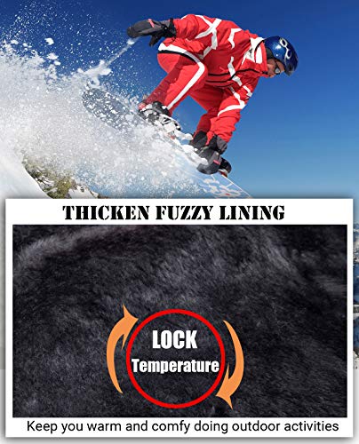 Men's Winter Ski Jacket Warm Fleece Waterproof Outdoor Mountain Hiking Windbreaker Hooded Snow Rain Coat - color: Black, size: Large