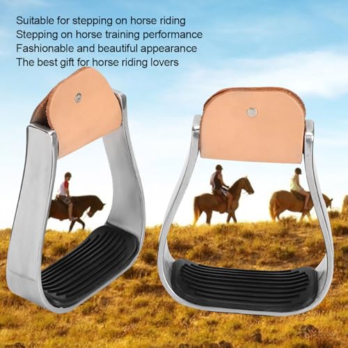 Western Aluminum Cushioned Horse Riding Stirrups, Anti Slip Overshoe Design Heavy Duty Saddle Tack Accessories for Equestrian Riding