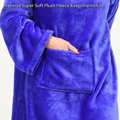 Catalonia Wearable Blanket with Sleeves for Women & Men, Fleece Wrap Throw - color: Blue