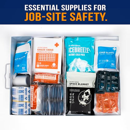 EVERLIT 185 Pcs Metal First Aid Kit for Contractors, Construction Site, OSHA Compliant, Workshop, Business, Commercial Truck Vehicle DOT, Wall Mount Box, All-Purpose