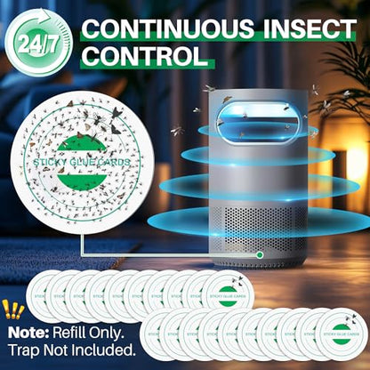 Qualirey 20 Pack Glue Trap Refill Pads Compatible with STEM Flying Insect Fan Trap, 3.94 Inches Replacement Glue Boards, Sticky Pads Insect Catcher for Indoor Fly Mosquito Bug Control