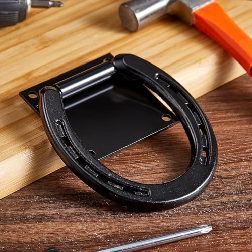 CHICIRIS Horse Hitching Ring Horse Tie Ring Cross Tie Set of 2 Solid Steel Rustic Black Coated with 8 Expansion Screws for Stall Stable Supplies