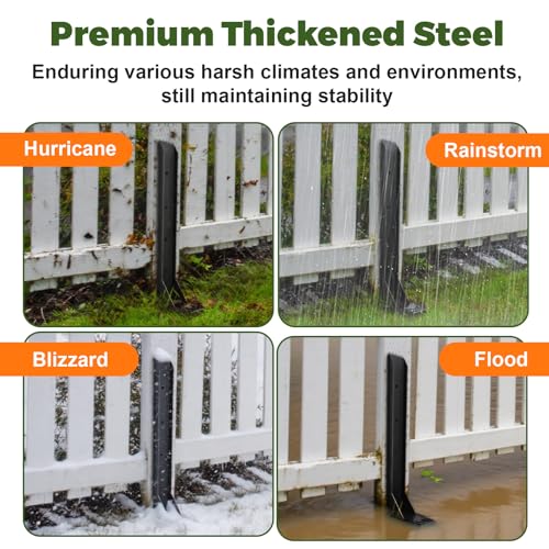 Fence Post Repair Kit, Thickened Heavy Duty Fence Post Anchor Stakes for Repair Tilted, Broken Wood Posts Support (Black, 2 Pack) - color: Black-2 Pack