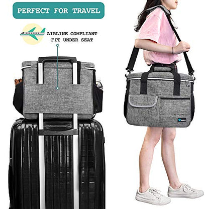 PetAmi Dog Travel Bag Organizer, Pet Supplies Tote Diaper Bag, Gray Medium - color: Grey, size: Medium - 14.5"L x 8"W x 12.0"H