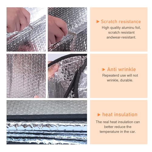 Universal Windshield Sun Shade, Reflective Sun & Heat Protection Shield Blackout Double-Sided Privacy Curtain with Top Opening, Adsorption-Type Cover for Car Truck SUV (Silver)
