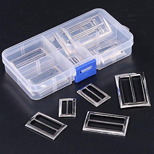 Swpeet 25 Pcs Assoreted Metal Tri-Glide Slides Buckles Kit, Tri-Glide Slides Square Ring Slide Adjusters Buckles Webbing Belts Buckle for Belt Bags DIY Accessories - 25mm / 30mm / 35mm / 40mm/ 45mm