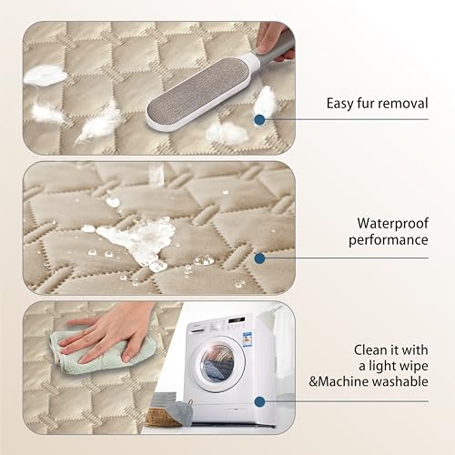 gogobunny Waterproof Armchair Covers for Pets, Anti Hair and Easy Care - color: Dark Beige, size: 30x30 Inch (Pack of 1)