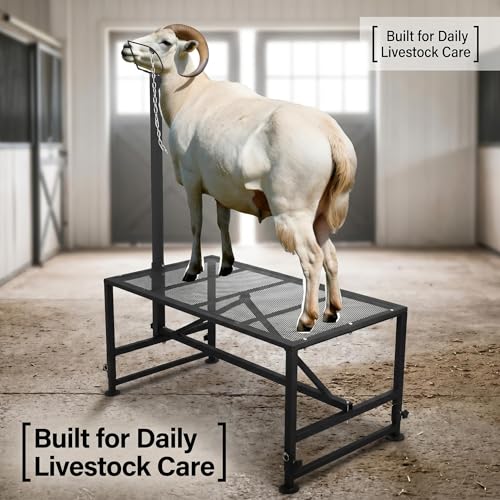 Goat Sheep Stand Goat Milker Cow Halter Farmstand Supplies Sheepskin Goat Supplies Farm Stand Outdoor Cow Accessories Livestock Show Lamb Supplies 47x23in Tabletop 500 lbs
