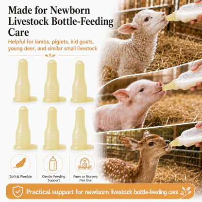 6-Pack Thicker Silicone Bottle-Feeding Nipples for Newborn Livestock