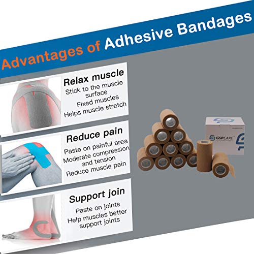 Self Adherent Cohesive Wrap Bandages 6 Count 4" x 5 Yards, Self Adhesive Non Woven Bandage Rolls（Skin Color） - size: 6 Count (Pack of 1)