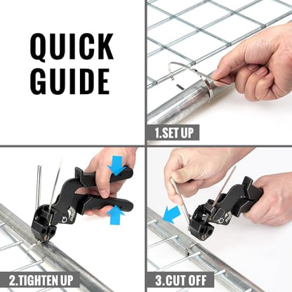 Stainless Steel Cable Tie Gun Kit + 200 Pcs Metal Zip Ties