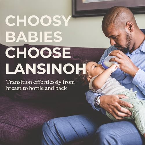 Lansinoh NaturalWave Baby Bottle Nipples, Slow Flow (S), 4 Count