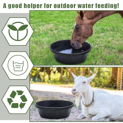 Sadnyy 3 Pcs 8 Quart/ 2 Gallon Rubber Feeder PanUtility Horse Feed Bucket - size: 8 Quart/ 2 Gallon