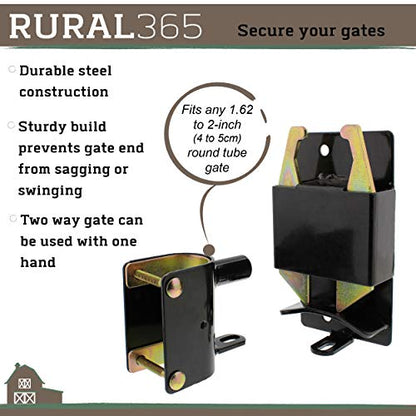 Rural365 Farm Gate Latch 2 Way Gate Latch - Black Two Way Gate Latch Livestock Cattle Gate for Horse Corrals, Ranches