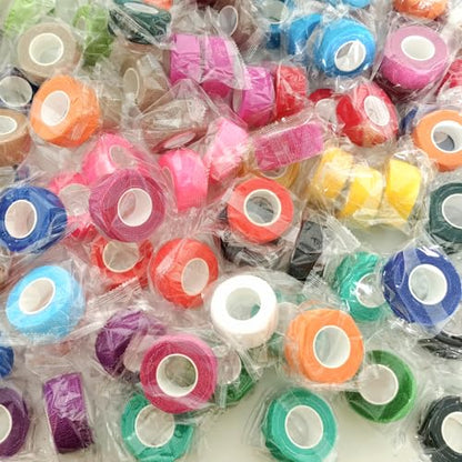 BQTQ 168 Rolls Elastic Adhesive Tape 1 Inch Self Adherent Stretch Bandages - color: Rich Colors, size: 1 Inch