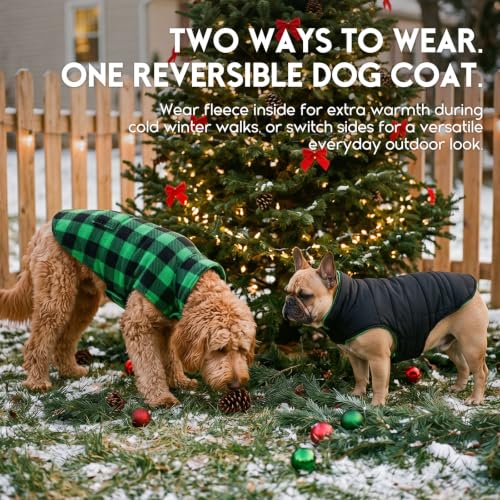 ASENKU Reversible Dog Winter Coat, Dog Jacket for Small Medium Large Dogs - color: Green, size: Small
