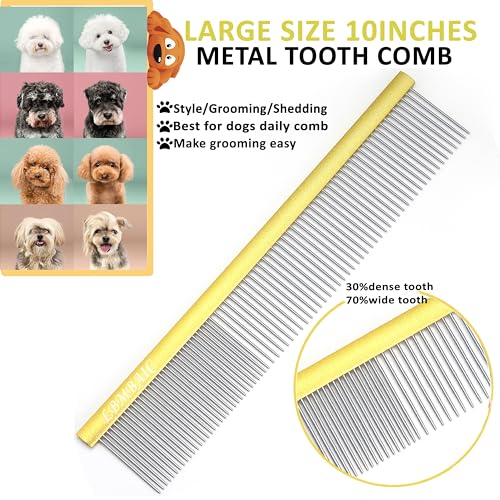 10inches Large Dog Combs for Grooming Shedding Tangles Mats. - color: gold, size: Large