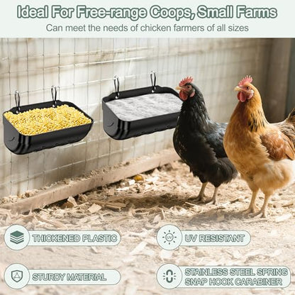 Goat Feeders Hanging Poultry Feeder Trough for Livestock, 6*3.5 Quart Black - size: 6*3.5 Quart