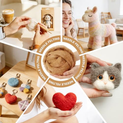 3.4oz Needle Felting Wool Dark Golden for DIY Needle Craft Enthusiasts - color: Dark Golden