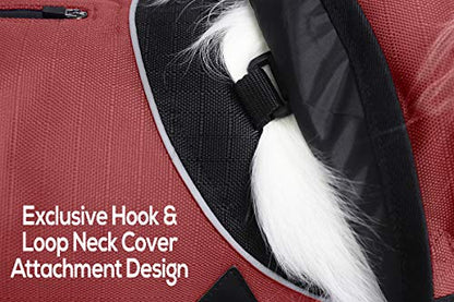 Derby Originals Ruff Pup 1200D Ripstop Waterproof Reflective Winter Dog Coat with Neck Cover and Harness Compatible Opening 220G - color: Red/Black, size: 22"