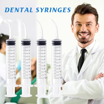Wisdom Teeth Syringe,12ml Dental Irrigation Syringe (10 Pack) - style: Curved Tip 10 Pack