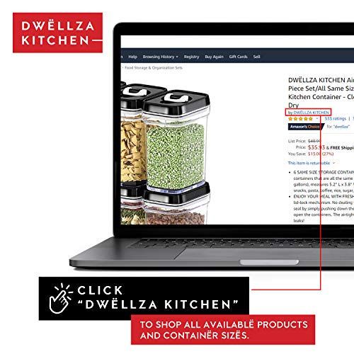 DWËLLZA KITCHEN Large Airtight Food Storage Containers - Clear Plastic Bulk Food Pantry & Kitchen Storage Containers for Flour, Sugar and Baking Supplies 4 Pcs. BPA-Free, Keeps Fresh & Dry (Black) - color: 07 - 3.8 liters & 0.77 liter (Set of 4)