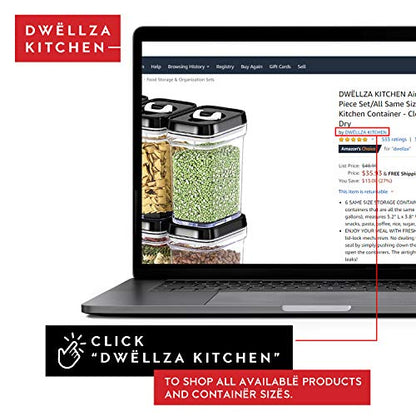 DWËLLZA KITCHEN Large Airtight Food Storage Containers - Clear Plastic Bulk Food Pantry & Kitchen Storage Containers for Flour, Sugar and Baking Supplies 4 Pcs. BPA-Free, Keeps Fresh & Dry (Black) - color: 07 - 3.8 liters & 0.77 liter (Set of 4)