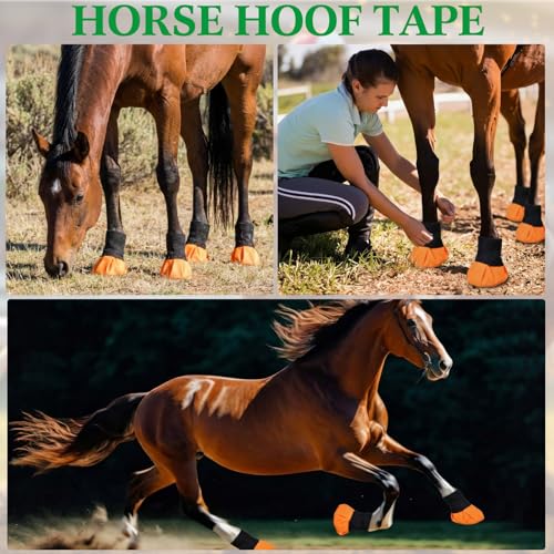 Aliceset 30 Pack Horse Hoof Tape with 6 Rolls Vet Wrap Bandage, Orange - color: Orange