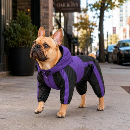 Lovelonglong Dog Hooded Raincoat, Large Dog Rain Jacket Poncho Waterproof Clothes with Hood Breathable 4 Feet Four Legs Rain Coats for Small Medium Large Pet Dogs Purple L-XS - color: Purple, size: L-XS (Medium Dog ~20lbs)