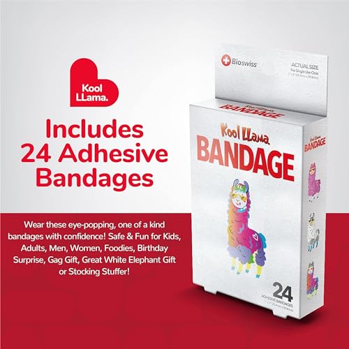 BioSwiss Bandages, Llama Shaped Self Adhesive Bandage Set, Latex Free, Sterile Wound Care, 24 Count - size: 24-Count Box, style: Llama