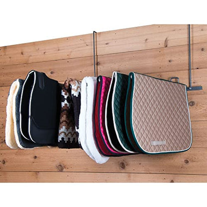 Pro Series Swing Arm Blanket and Saddle Pad Rack | Efficient Organization & Drying | Expansive Capacity up to 12 Items | Dual-use, Home or On-the-Go | Durable Gray Armor Coated Steel