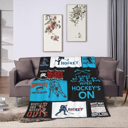 Super Soft Warm Ice Hockey Fleece Throw Blanket - Cozy Fluffy Plush Stuff Lightweight Flannel Gifts for Kids & Adults - 50"X40" - color: Hockey, size: 50"x40"