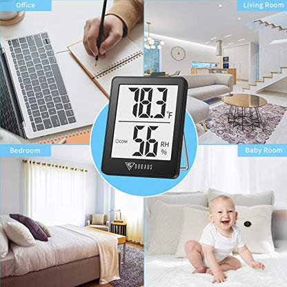 DOQAUS 2 Pack Digital Hygrometer Indoor Thermometer Humidity Meter - color: Black, size: 2 Pack