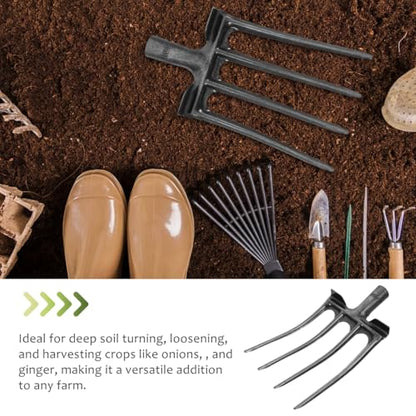 Mikikit Pitch Fork Replacement Head Four-Prong Garden Fork for Soil Loosening Ground Preparation Deep Turning Farming and Landscaping Heavy Duty Digging Tool 14.96 X 8.07 X 1.37 in