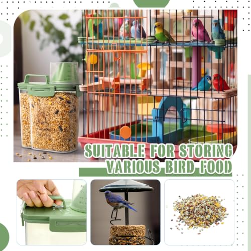 Ripeng 2 Pcs Bird Seed Storage Container,Food Container with Measuring Cup - size: 2.5 L,1.5 L