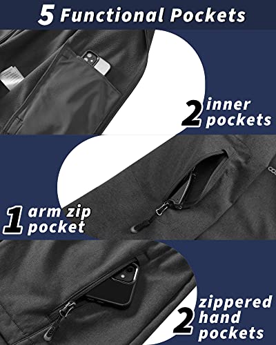 33,000ft Men's Hooded Fleece Lined Rain Shell Jacket Waterproof Lightweight - color: Darkgrey Melange, size: Small