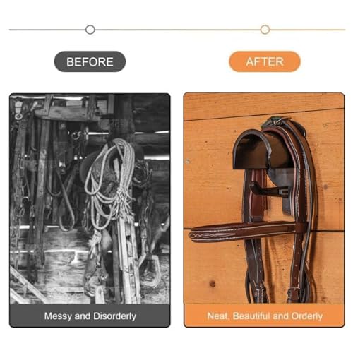 Horse Bridle Racks 16 Counts Metal Hanger Black Bridle Hooks | Horse Tack Storage Halter Hooks, Barn Supplies Bracket, With Screws Tubes, Stable Organization Tool, Horse Barn Supplies