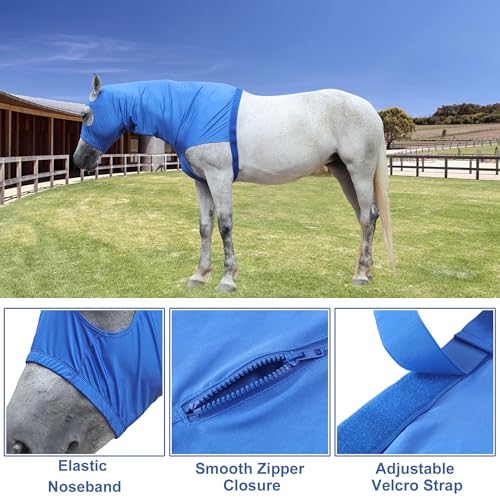 Horse Slinky Hood with Zipper, Stretchy Sleazy Hood Blue M - color: Blue, size: Medium