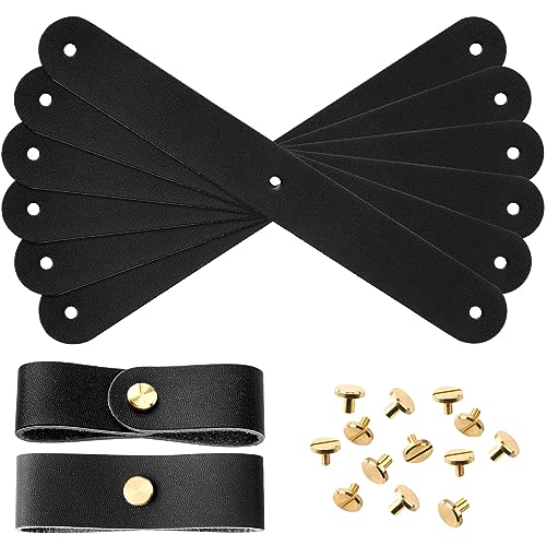 Chunful 6 Pcs Leather Breakaway Halter Replacement Straps for Horses - color: Black