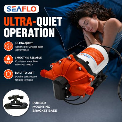 SEAFLO 55 Series 115V AC Automatic Demand Diaphragm Pump – 5.0 GPM, 60 PSI, 5-Chamber Self-Priming Water Pump w/Power Plug for Outlet, RV, Marine & Off-Grid Water Systems, 4-Year Warranty - style: 5.0 GPM | 115V