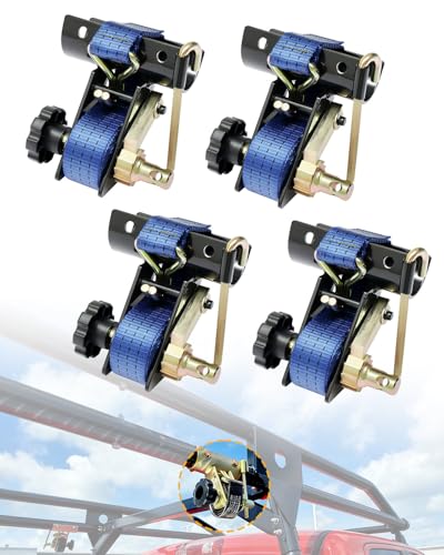 Roof Rack Straps, Ladder Rack Ratchet Straps, Lumber Rack Tie Down Strap - color: Blue (4 pcs), size: Black Round Tube