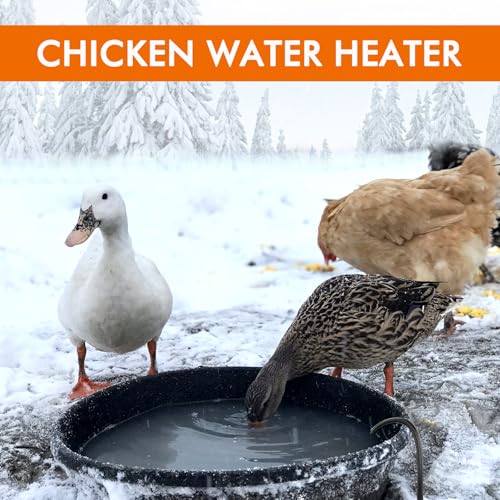 500W Utility De-Icer Submergible Aluminum Alloy Chicken Water Heater, Bird Bath Heater, Stock Tank Heater for Livestock Poultry Birds, Horses, Wildlife Drinking with 10FT Power Cord, Black